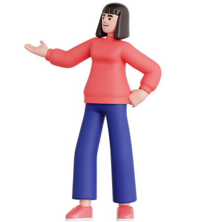 Mujer mostrando algo  3D Illustration