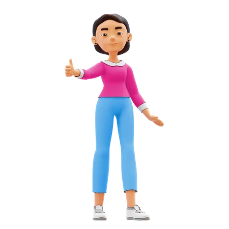 Mujer mostrando los pulgares hacia arriba  3D Illustration