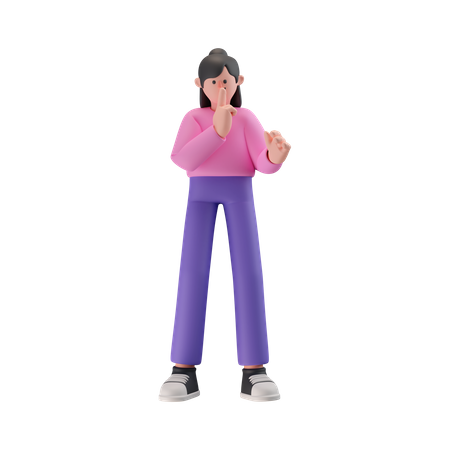 Mujer mostrando gesto de silencio  3D Icon