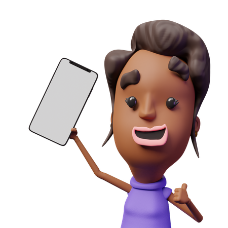 Mujer mostrando la pantalla del móvil  3D Icon
