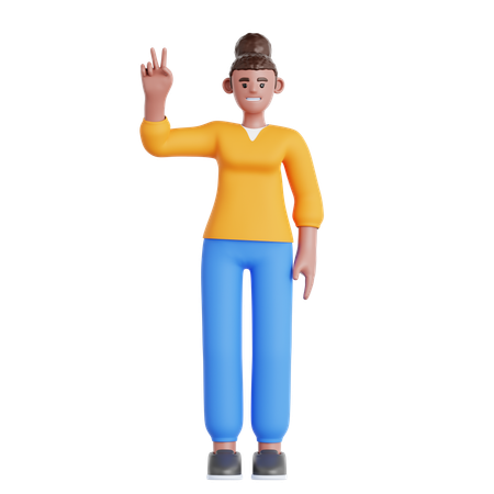 Mujer mostrando paz  3D Illustration