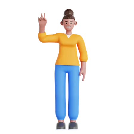 Mujer mostrando paz  3D Illustration