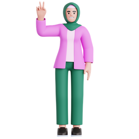 Mujer mostrando paz  3D Illustration