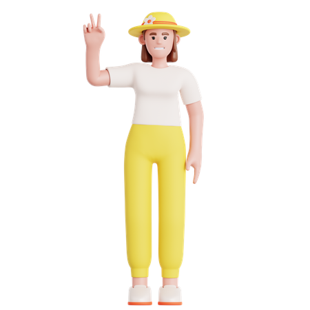 Mujer mostrando paz  3D Illustration