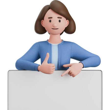 Mujer mostrando tablero  3D Icon