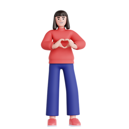 Mujer mostrando una forma de corazón  3D Illustration