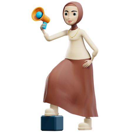 Mujer musulmana con altavoz  3D Illustration