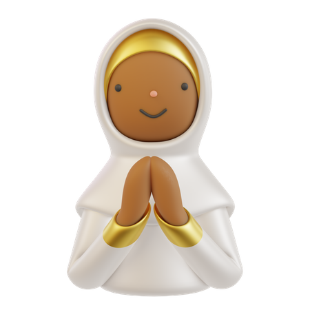 Mujer musulmana con gesto de mano salam  3D Icon
