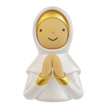 Mujer musulmana con gesto de mano salam  3D Icon