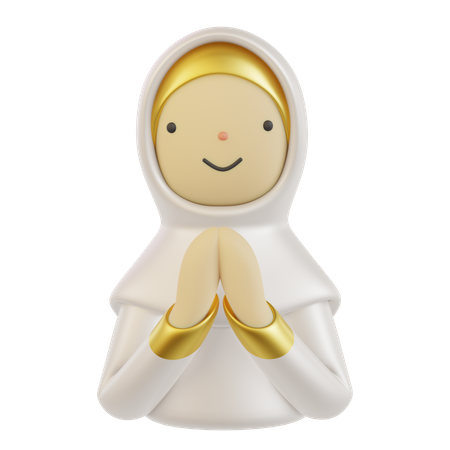 Mujer musulmana con gesto de mano salam  3D Icon