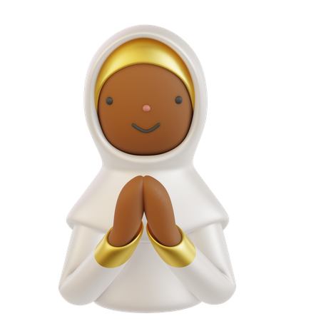 Mujer musulmana con gesto de mano salam  3D Icon