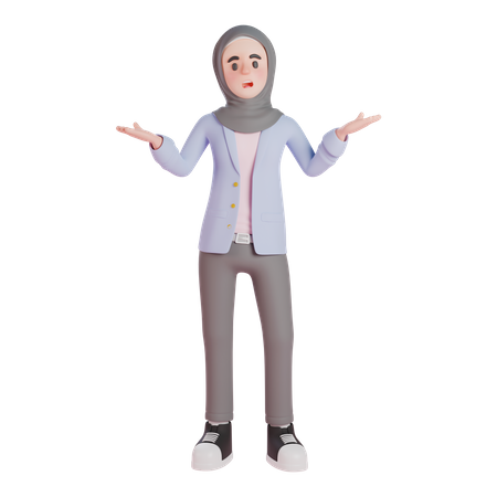 Mujer musulmana confundida  3D Illustration