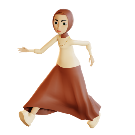 Mujer musulmana corriendo  3D Illustration