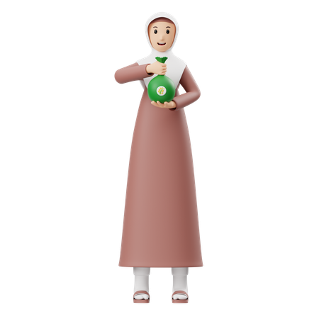 Mujer musulmana da Zakat  3D Illustration