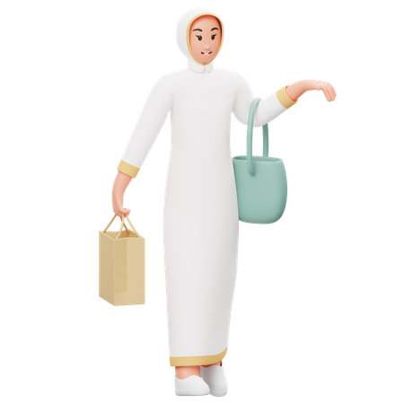 Mujer musulmana de compras  3D Illustration