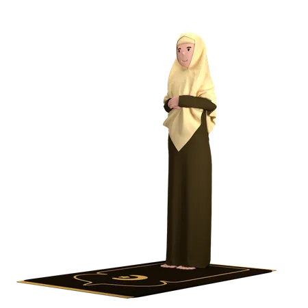 Mujer musulmana en pose Iftitah  3D Illustration