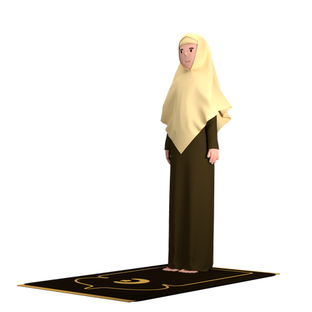 Mujer musulmana en pose Itidal  3D Illustration