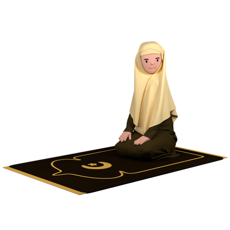 Mujer musulmana en Salam Pose  3D Illustration