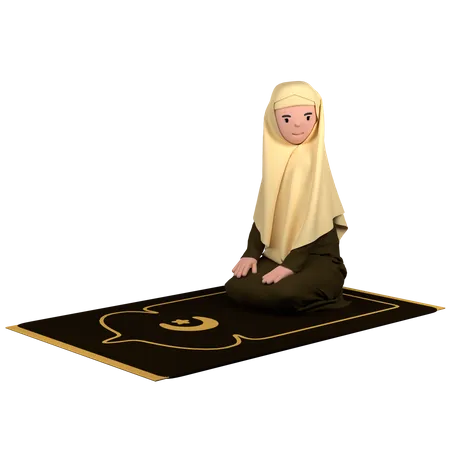Mujer musulmana en Salam Pose  3D Illustration