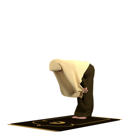 Mujer musulmana en pose Ruku  3D Illustration
