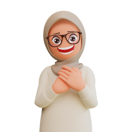 Mujer musulmana feliz  3D Icon
