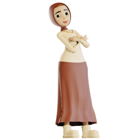 Mujer musulmana feliz  3D Illustration