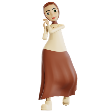 Mujer musulmana feliz  3D Illustration