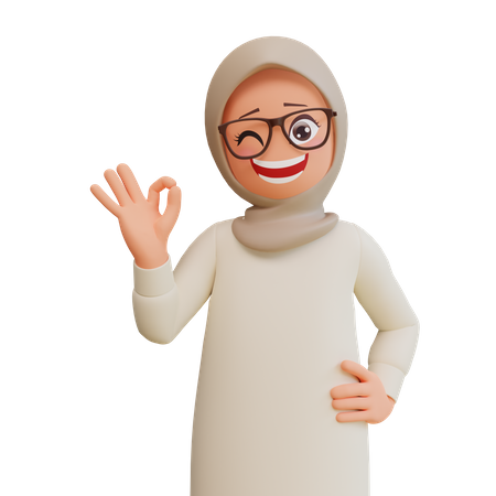Mujer musulmana guiño  3D Icon