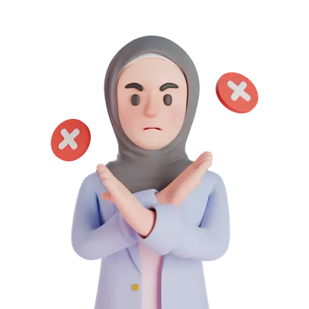 Mujer musulmana muestra gesto de rechazo  3D Illustration
