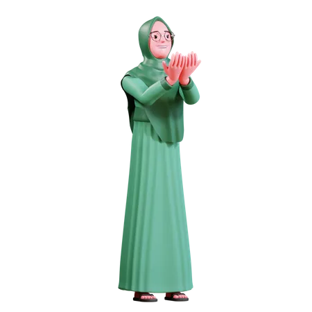 Mujer Musulmana De Personaje 3 D Con Ropa Verde 3D Illustration
