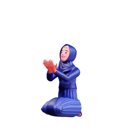 Mujer Musulmana De Personaje 3 D Con Ropa Azul 3D Illustration