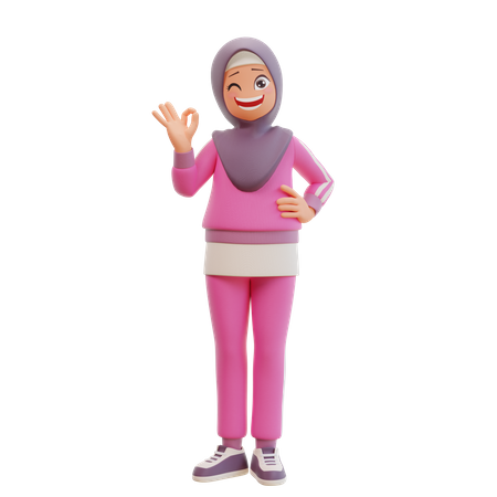 Mujer musulmana se siente bien  3D Illustration