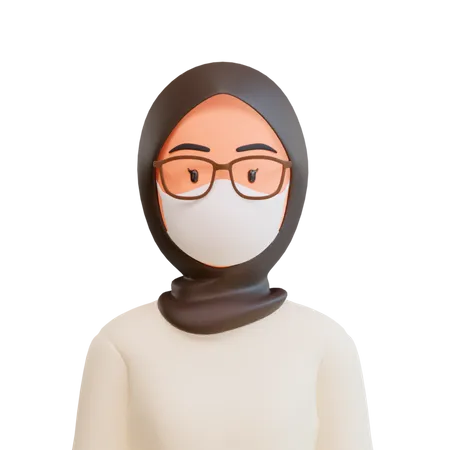 Mujer musulmana usa mascarilla  3D Illustration