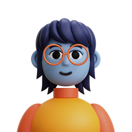 Mujer pelo corto con gafas  3D Icon