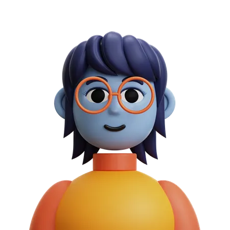 Mujer pelo corto con gafas  3D Icon