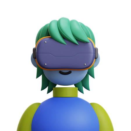 Mujer de pelo corto con gafas VR  3D Icon