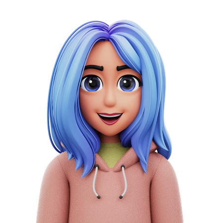 Mujer de pelo largo  3D Icon