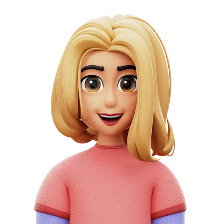 Mujer de pelo largo  3D Icon