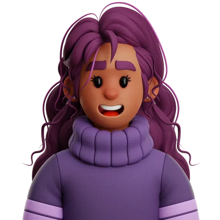 Mujer de pelo largo  3D Icon