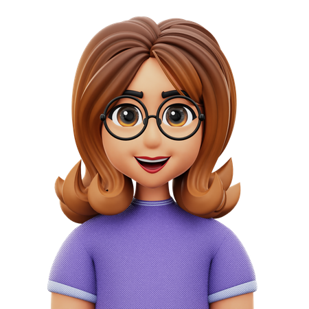 Mujer de pelo largo con gafas  3D Icon