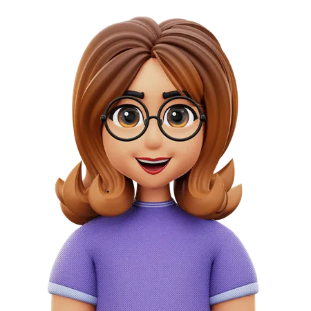 Mujer de pelo largo con gafas  3D Icon