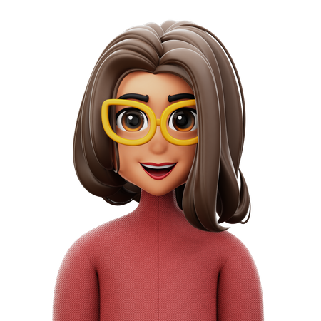 Mujer de pelo largo con gafas  3D Icon