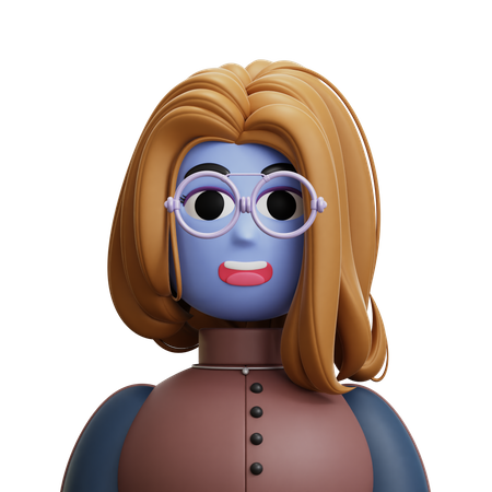 Mujer de pelo largo con gafas  3D Icon