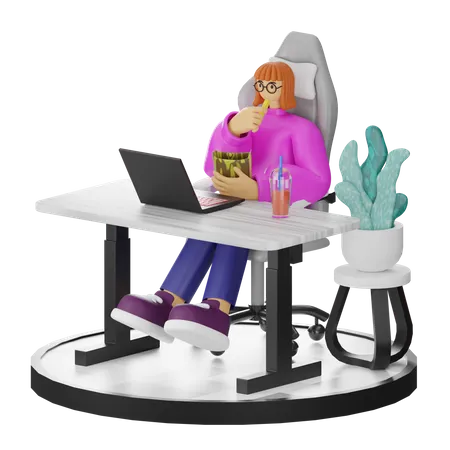 Pensamiento femenino de ideas en el trabajo  3D Illustration