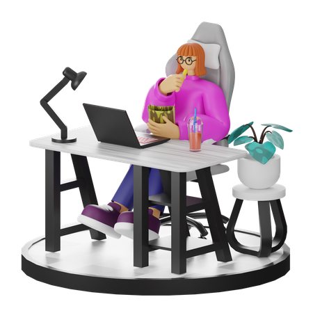 Pensamiento femenino de ideas en el trabajo  3D Illustration