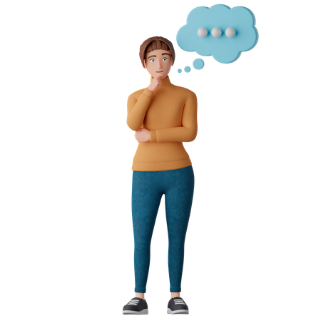 Mujer pensante  3D Icon