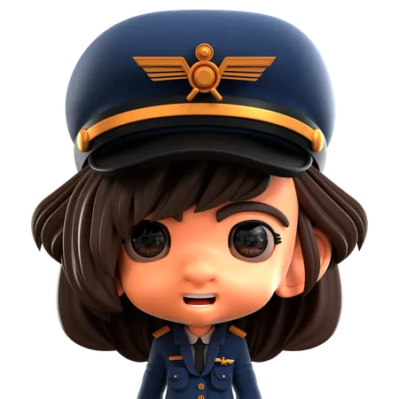 Mujer piloto  3D Icon