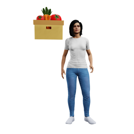 La mujer planifica su dieta  3D Illustration