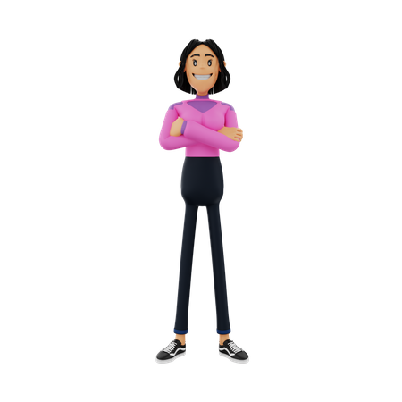 Mujer posando con los brazos cruzados  3D Illustration