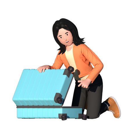 Mujer preparándose para viajar  3D Illustration